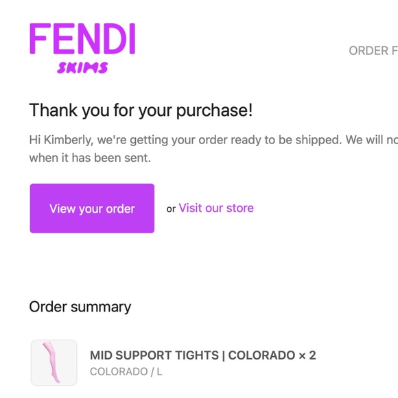 Fendi Skims Purple (Colorado) MID SUPPORT TIGHTS Sz L - Picture 5 of 5